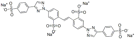 2,2'-(1,2-エテンジイル)ビス[5-[4-(4-スルホフェニル)-2H-1,2,3-トリアゾール-2-イル]ベンゼンスルホン酸]テトラナトリウム 化学構造式