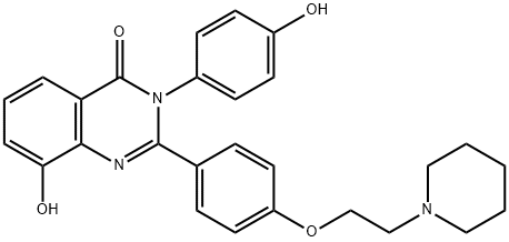 4(3H)-Quinazolinone,  8-hydroxy-3-(4-hydroxyphenyl)-2-[4-[2-(1-piperidinyl)ethoxy]phenyl]- 结构式