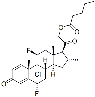 9-クロロ-6α,11β-ジフルオロ-16α-メチル-21-[(1-オキソペンチル)オキシ]プレグナ-1,4-ジエン-3,20-ジオン 化学構造式