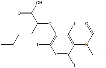 2-[[3-(N-Ethylacetylamino)-2,4,6-triiodophenyl]oxy]hexanoic acid Struktur
