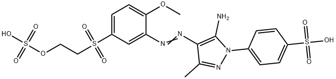 4-[5-アミノ-3-メチル-4-[[2-メトキシ-5-[(2-スルホオキシエチル)スルホニル]フェニル]アゾ]-1H-ピラゾール-1-イル]ベンゼンスルホン酸 化学構造式