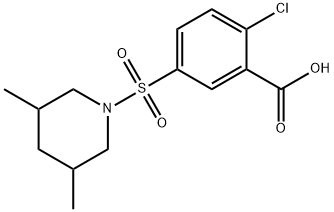 2-クロロ-5-[(3,5-ジメチルピペリジン-1-イル)スルホニル]安息香酸 化学構造式
