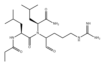 N-プロパノイル-L-Leu-L-Leu-[4-[(アミノイミノメチル)アミノ]-1-ホルミルブチル]NH2 化学構造式