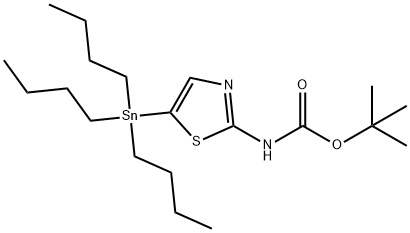 [5-(三丁基锡)噻唑-2-基]氨基甲酸叔丁酯, 243972-26-1, 结构式