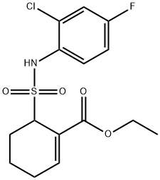 ETHYL 6-(N-(2-CHLORO-4-FLUOROPHENYL)SULFAMOYL)CYCLOHEX-1-ENECARBOXYLATE, 243983-70-2, 结构式