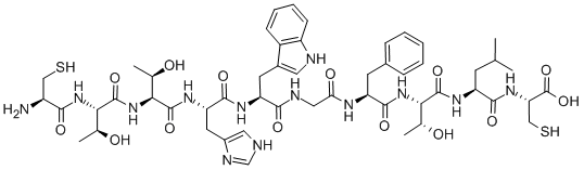 H-Cys-Thr-Thr-His-Trp-Gly-Phe-Thr-Leu-Cys-OH, (Disulfide bond) Struktur