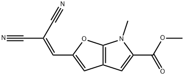 6H-Furo[2,3-b]pyrrole-5-carboxylic  acid,  2-(2,2-dicyanoethenyl)-6-methyl-,  methyl  ester Structure