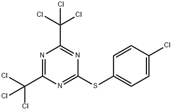 2-(p-クロロフェニルチオ)-4,6-ビス(トリクロロメチル)-1,3,5-トリアジン 化学構造式