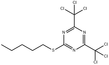 2-(ペンチルチオ)-4,6-ビス(トリクロロメチル)-1,3,5-トリアジン 化学構造式