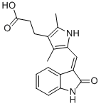 2,4-DIMETHYL-5-[(1,2-DIHYDRO-2-OXO-3H-INDOL-3-YLIDENE)METHYL]-PYRROLE-3-PROPANOIC ACID,245036-27-5,结构式
