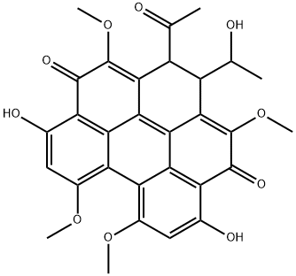 1-Acetyl-1,2-dihydro-5,10-dihydroxy-2-(1-hydroxyethyl)-3,7,8,12-tetramethoxybenzo[ghi]perylene-4,11-dione Struktur