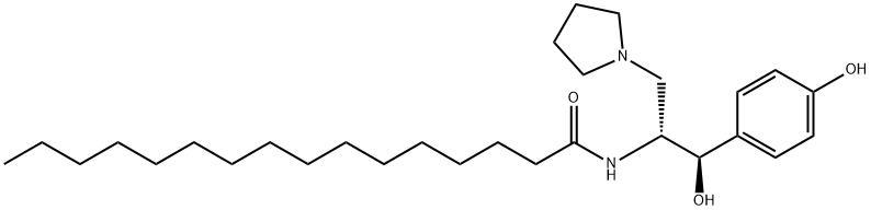 Hexadecanamide, N-[(1R,2R)-2-hydroxy-2-(4-hydroxyphenyl)-1-(1-pyrrolidinylmethyl)ethyl]-,245329-77-5,结构式