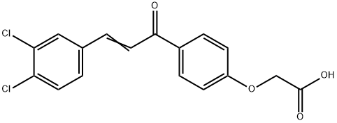 2-{4-[3-(3,4-ジクロロフェニル)プロパ-2-エノイル]フェノキシ}酢酸 化学構造式