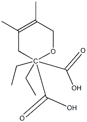 3,6-Dihydro-4,5-dimethyl-2H-pyran-2,2-dicarboxylic acid diethyl ester Struktur