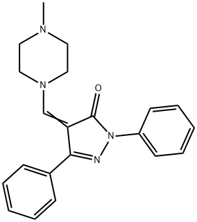 4-[(4-Methyl-1-piperazinyl)methylene]-1,3-diphenyl-2-pyrazolin-5-one 结构式