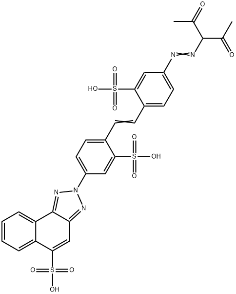 2-[4-[4-[(1-acetylacetonyl)azo]-2-sulphostyryl]-3-sulphophenyl]-2H-naphtho[1,2-d]triazole-5-sulphonic acid 结构式