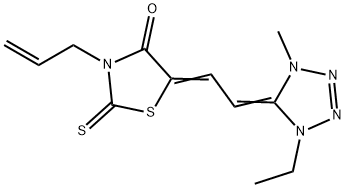 3-allyl-5-[(1-ethyl-1,4-dihydro-4-methyl-5H-tetrazol-5-ylidene)ethylidene]-2-thioxothiazolidin-4-one Struktur