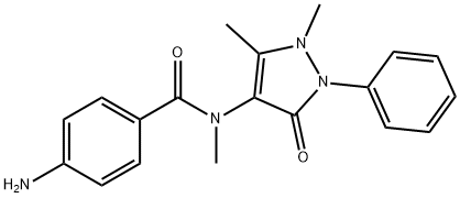 p-Amino-N-(1,2-dihydro-1,5-dimethyl-3-oxo-2-phenyl-3H-pyrazol-4-yl)-N-methylbenzamide Struktur