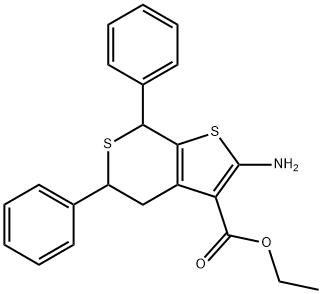 2-AMINO-5,7-DIPHENYL-4,7-DIHYDRO-5H-THIENO[2,3-C]THIOPYRAN-3-CARBOXYLIC ACID EHYL ESTER 化学構造式
