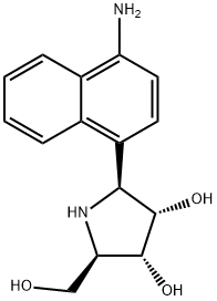 3,4-Pyrrolidinediol, 2-(4-amino-1-naphthalenyl)-5-(hydroxymethyl)-, (2S,3S,4R,5R)- Structure