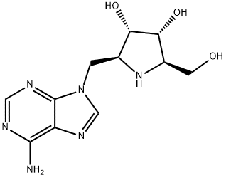 3,4-Pyrrolidinediol, 2-(6-amino-9H-purin-9-yl)methyl-5-(hydroxymethyl)-, (2S,3S,4R,5R)- Struktur