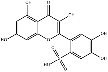 4,5-ジヒドロキシ-2-(3,5,7-トリヒドロキシ-4-オキソ-4H-1-ベンゾピラン-2-イル)ベンゼンスルホン酸 化学構造式