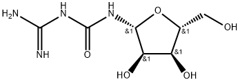 1-(diaminomethylidene)-3-[(2R,3R,4R,5R)-3,4-dihydroxy-5-(hydroxymethyl)oxolan-2-yl]urea 化学構造式