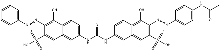 3-[4-(アセチルアミノ)フェニルアゾ]-4-ヒドロキシ-7-[[[(5-ヒドロキシ-6-フェニルアゾ-7-スルホ-2-ナフタレニル)アミノ]カルボニル]アミノ]-2-ナフタレンスルホン酸 化学構造式