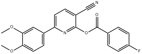 3-cyano-6-(3,4-dimethoxyphenyl)-2-pyridinyl 4-fluorobenzenecarboxylate 结构式