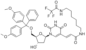 (5'-O-(DIMETHOXYTRITYL)-5-[N-(6-(TRIFLUOROACETAMIDO)HEXYL)-3-(E)-ACRYLAMIDO]-2'-DEOXYURIDINE) Structure