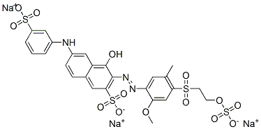 trisodium 4-hydroxy-3-[[2-methoxy-5-methyl-4-[[2-(sulphonatooxy)ethyl]sulphonyl]phenyl]azo]-6-[(3-sulphonatophenyl)amino]naphthalene-2-sulphonate Structure