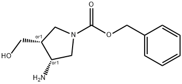 Benzyl cis-3-amino-4-(hydroxymethyl)-1-pyrrolidinecarboxylate Struktur