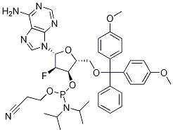 252770-65-3 (2R,3R,4R,5R)-5-(6-氨基-9H-嘌呤-9-基)-2-((双(4-甲氧基苯基)(苯基)甲氧基)甲基)-4-氟四氢呋喃-3-(2-氰基乙基)二异丙基亚磷酰胺