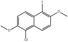 1-クロロ-5-ヨード-2,6-ジメトキシナフタレン 化学構造式