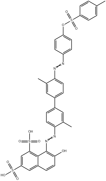 8-[[3,3'-dimethyl-4'-[[4-[[(p-tolyl)sulphonyl]oxy]phenyl]azo][1,1'-biphenyl]-4-yl]azo]-7-hydroxynaphthalene-1,3-disulphonic acid 结构式