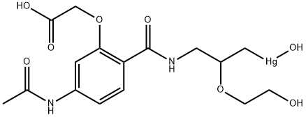 [3-[4-(Acetylamino)-2-(carboxymethoxy)benzoylamino]-2-(2-hydroxyethoxy)propyl]hydroxymercury(II) Structure