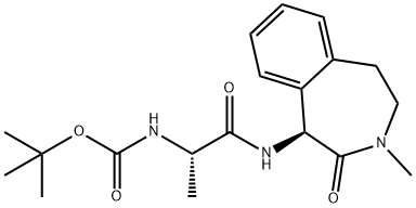 Tert-Butyl(S)-1-((S)-3-methyl-2-oxo-2,3,4,5-tetrahydro-1H-benzo[d]azepin-1-ylamino)-1-oxopropan-2-ylcarbamate Struktur
