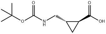 Cyclopropanecarboxylic acid, 2-[[[(1,1-dimethylethoxy)carbonyl]amino]methyl]-, Struktur