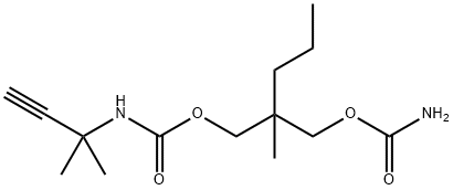 N-(1,1-Dimethyl-2-propynyl)carbamic acid 2-(carbamoyloxymethyl)-2-methylpentyl ester,25384-89-8,结构式