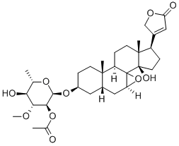 3β-[(2-O-アセチル-3-O-メチル-6-デオキシ-α-L-グルコピラノシル)オキシ]-7β,8-エポキシ-14-ヒドロキシ-5β,14β-カルダ-20(22)-エノリド 化学構造式