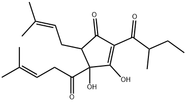 3,4-dihydroxy-5-(3-methylbut-2-enyl)-2-(2-methyl-1-oxobutyl)-4-(4-methyl-1-oxopent-3-enyl)cyclopent-2-en-1-one|