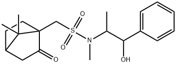 N-(β-ヒドロキシ-α-メチルフェネチル)-N-メチル-2-オキソ-10-ボルナンスルホンアミド 化学構造式