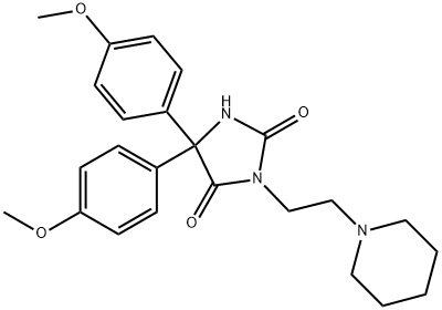 5,5-bis(4-methoxyphenyl)-3-[2-(1-piperidyl)ethyl]imidazolidine-2,4-dione 结构式