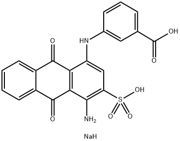 disodium 3-[(4-amino-9,10-dihydro-9,10-dioxo-3-sulpho-1-anthracenyl)amino]benzoate ,25492-71-1,结构式