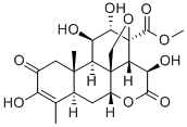 13,20-エポキシ-3,11β,12α,15β-テトラヒドロキシ-2,16-ジオキソピクラサ-3-エン-21-酸メチル 化学構造式