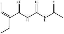 1-アセチル-3-[(Z)-2-エチル-1-オキソ-2-ブテニル]尿素 化学構造式