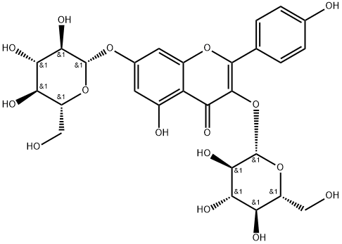 山柰酚-3,7-二-O-葡萄糖苷, 25615-14-9, 结构式