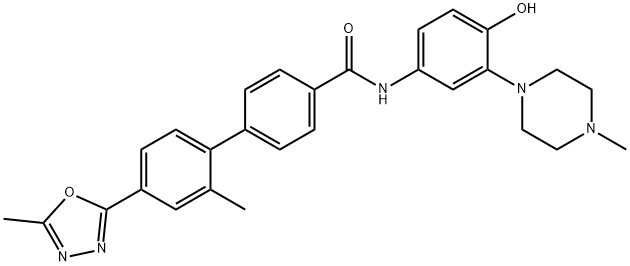 2'-METHYL-4'-(5-METHYL-[1,3,4]OXADIAZOL-2-YL)-BIPHENYL-4-CARBOXYLIC ACID [4-HYDROXY-3-(4-METHYL-PIPERAZIN-1-YL)-PHENYL]-AMIDE 结构式