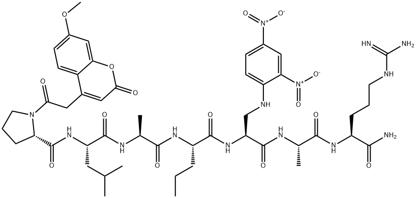 MCA-PRO-LEU-ALA-NVA-DAP(DNP)-ALA-ARG-NH2 Struktur