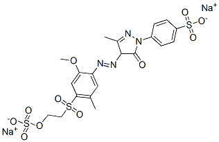 4-[[4,5-ジヒドロ-4-[[2-メトキシ-5-メチル-4-[[2-(スルホオキシ)エチル]スルホニル]フェニル]アゾ]-3-メチル-5-オキソ-1H-ピラゾール]-1-イル]ベンゼンスルホン酸ジナトリウム 化学構造式